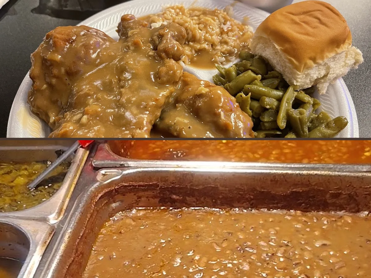 Plates of soul food on a table