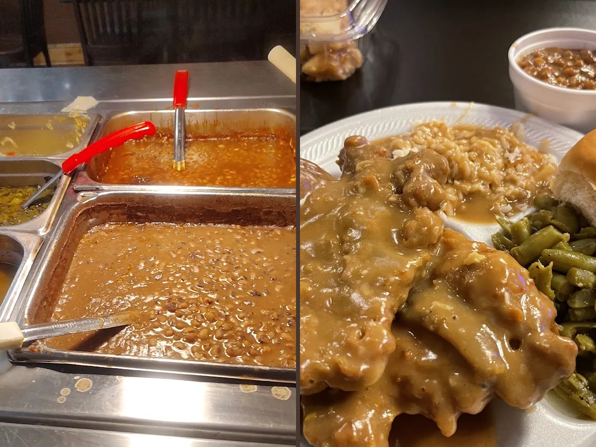 Southern sides served on white dishes
