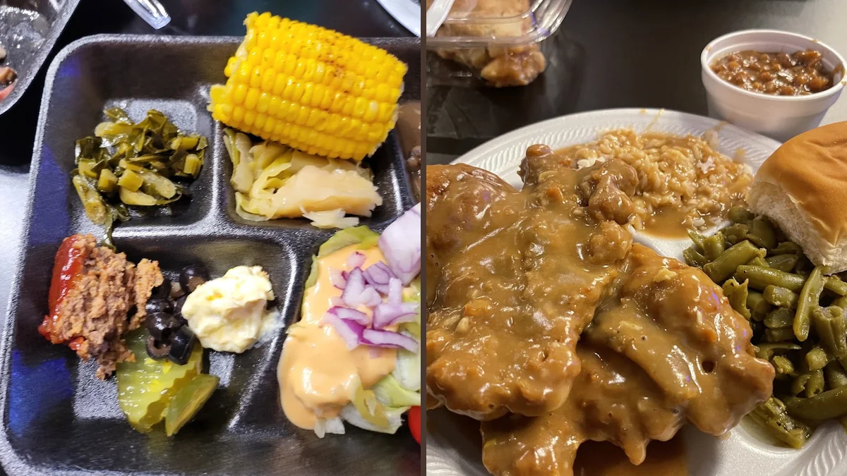Southern sides served on white dishes