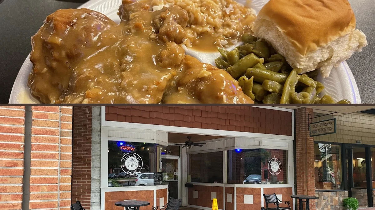 Plates of soul food on a table